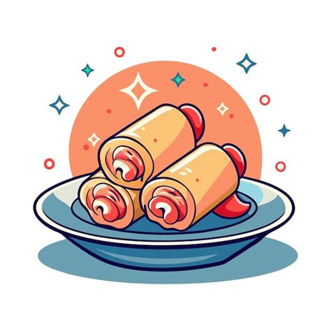 Hand Drawn Spring Rolls Illustration Premium Ai Generated Vector