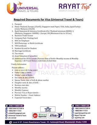 Visa Requirements for all kinds of tour and | PDF