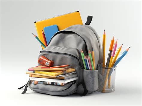 Premium Photo A Backpack With A Lot Of Books And Pencils On It