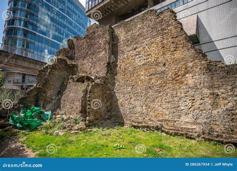 Old roman wall in London stock photo. Image of ancient - 286367934