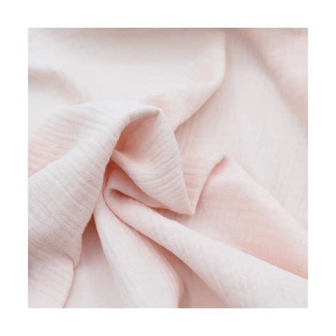 Tissu Double Gaze De Coton Bio Organique Organique Uni Rose Nude