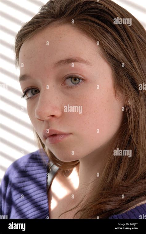Portrait Of A Teenage Girl With Long Brunette Hair Stock Photo Alamy