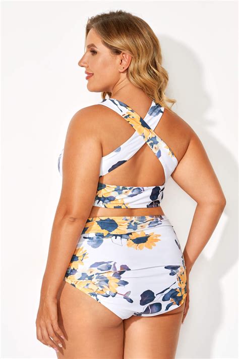 Sunflower Printed V Neck Bikini Top Meet Curve Meet Curve