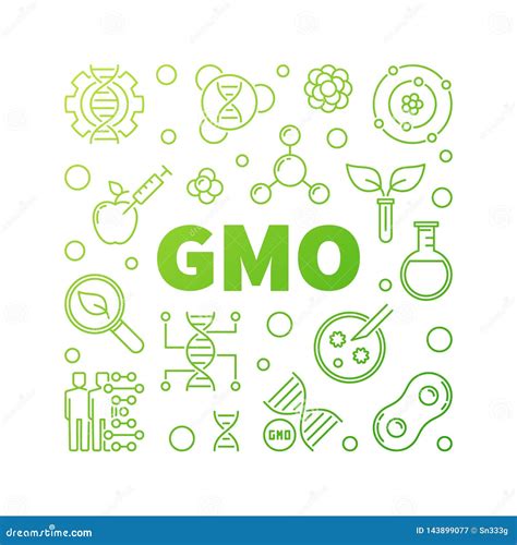 Gmo Vector Square Concept Green Outline Illustration Stock Vector