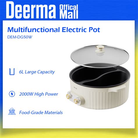 Deerma Dg W Multifunctional Electric Pot Cooking Pot Duplex Hot Pot Chafing Dish Cookware L
