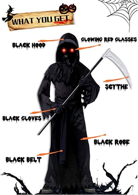 Buy Grim Reaper Costume For Kids Scary Halloween Costumes With Light