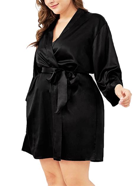 KVMeteor Women S Plus Size Lingerie Satin Silk Sleepwear Nightgown Bridesmaid Robe Nightwear