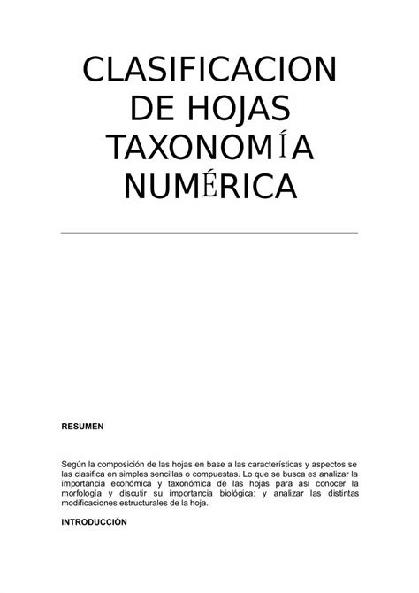 Pdf Clasificaci N De Hojas Taxonom A Numerica Pdfslide Net