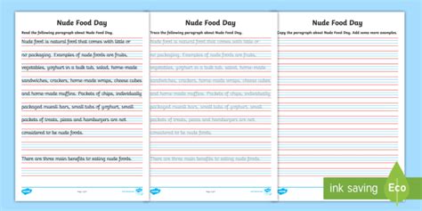 Nude Food Day Handwriting Practice Years Worksheet