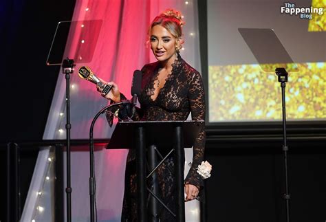 Georgia Harrison Displays Her Nude Tits Wearing A See Through Lace Dress To Present Awards In