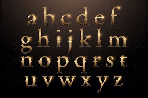 Premium Vector Set Of Elegant Gold Colored Metal Chrome Alphabet