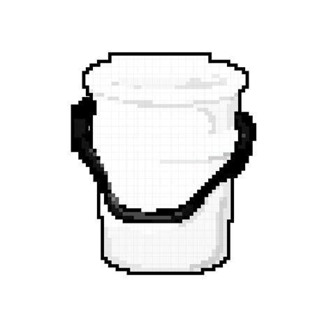 White Plastic Bucket Container Game Pixel Art Vector Illustration