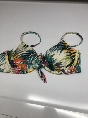 Women S Tie Front Underwire Bikini Top Shade Shore Red Floral Print Dd Adjustable Strap