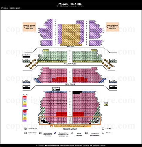 Palace Theatre London seat map and prices for Harry Potter and the
