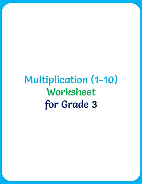 Multiplication 1 10 Worksheet For Grade 3 Your Home Teacher