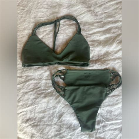 Mikoh Swim Mikoh Rare Sage Green Two Piece Bathing Suitmedium String Bikini Poshmark