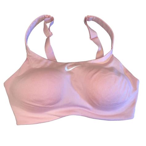 Nike Dri Fit Bold Padded Sports Bra Pink And White Depop