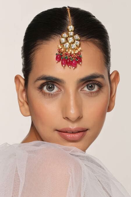 Buy Multi Color Kundan Floral Embellished Maangtikka By Swabhimann