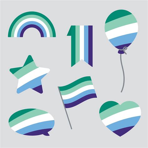 Green, white, blue and purple colored heart, star, balloon, speech