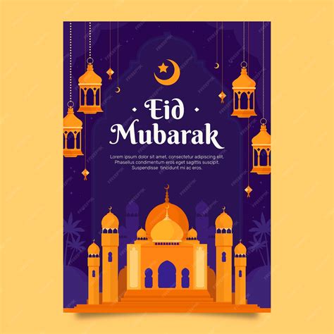 Free Vector Flat Eid Al Fitr Greeting Card Template