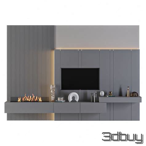3d модель Стенка серая сдекором 113760 | Дизайн интерьера люкс, Идеи ...