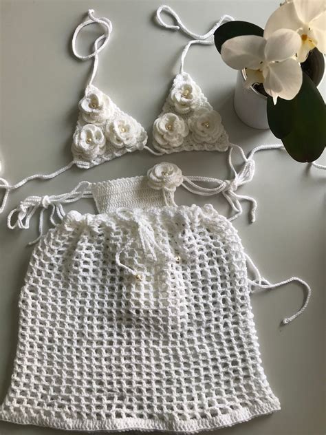 Crochet Bikini Set Bride Bikini Set Handmade Crochet Bikini Handmade Bikini Top Festival