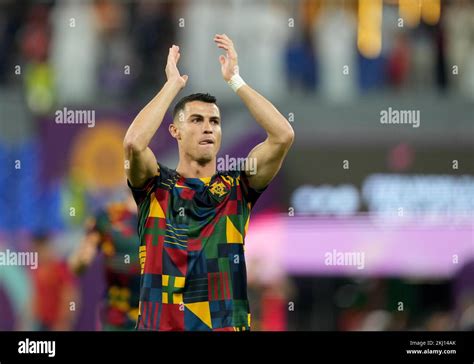 Portugals Cristiano Ronaldo Applauds The Fans During His Warm Up Ahead