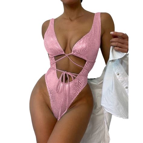 Women S Sexy Snakeskin One Piece Swimsuit Metallic Outfit Bathing Suits Sexy Bikini Swimsuits