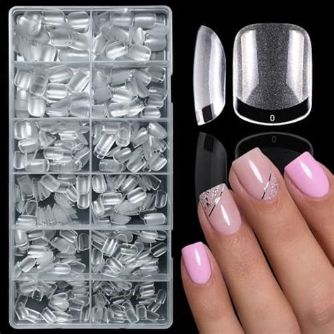 Lifextol 600pc Short Square Nail Tips Fake Nails Press On Nails Clear Nail Tips Full