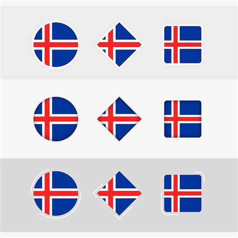 Premium Vector Iceland Flag Icons Set Vector Flag Of Iceland