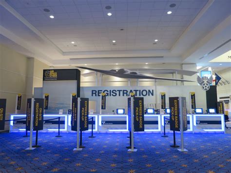 gaylord national registration booth design blue carpet event space