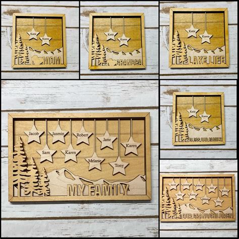 Personalized Family Tree Frame Custom Your Family Hanging Stars Happy ...