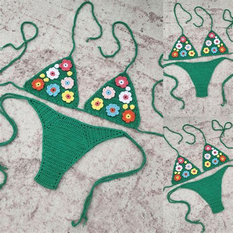 Hand Crocheted Bikini Set Women Hot Sexy Swimwear