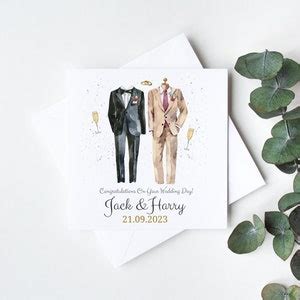 Personalised Wedding Card Lgbt Same Sex Wedding Mr And Mr His His Gay Marriage Card