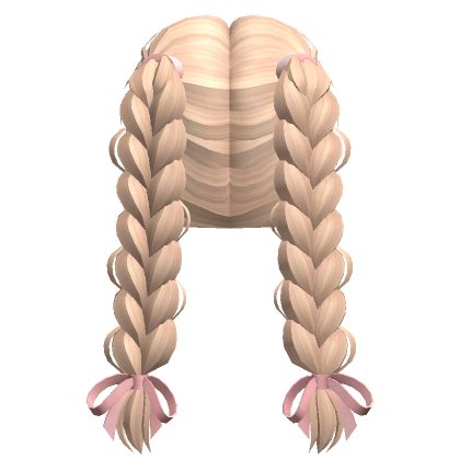 Braided Pigtails W Pink Bows In Blonde Roblox