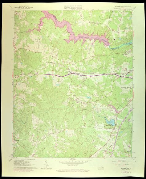 Sutherland Map Of Lake Chesdin Virginia Wall Decor Large Topographic