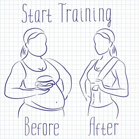 Premium Vector Fat And Slim Woman Silhouettes Before And After Weight