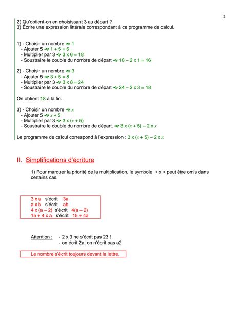 SOLUTION Calcul Litt Ral Niveau 5eme Exercice Studypool