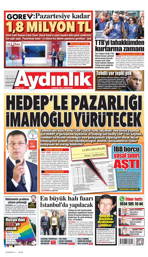 Aydınlık Gazetesi Aydınlık Manşet Oku Haberler 02 Aralık 2023