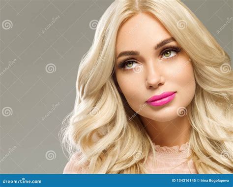 Beautiful Blonde With Long Beautiful Eyelashes And Blonde Hair Beautyful Healthy Skin And Pink