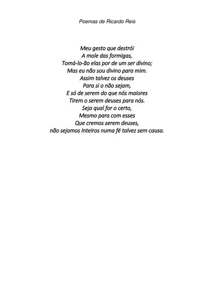 POEMAS DE RICARDO REIS, por FERNANDO PESSOA - Clube de Autores