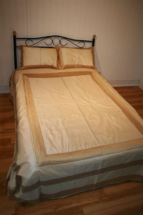 Bedspread Plain Brocade With Zip Gold Charlottes Silks And Cashmere