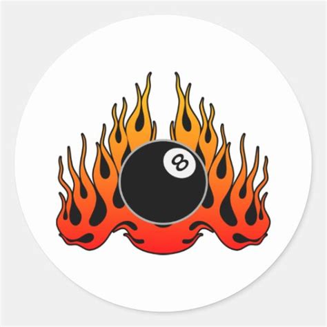 Flaming 8 Ball Classic Round Sticker Zazzle