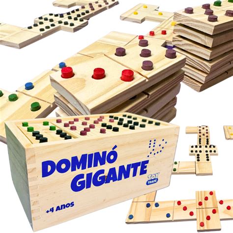 Brinquedo Domino - Dominó Gigante em Madeira 28pçs Brinquedo Educativo Jogo inclusão Alto ...