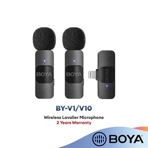 BOYA BY-V1/V10 Wireless Lavalier Microphone with Noise Cancellation La ...