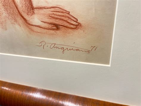 Large 1971 Mexican Artist Raul Anguiano Pencil Sketch Of Nude Women In Nice Teak Frame 1777013