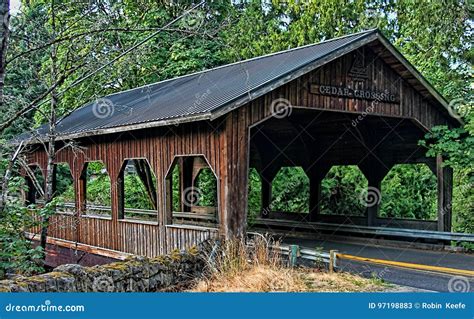 Old Covered Bridge Stock Image Image Of Covered Wood 97198883