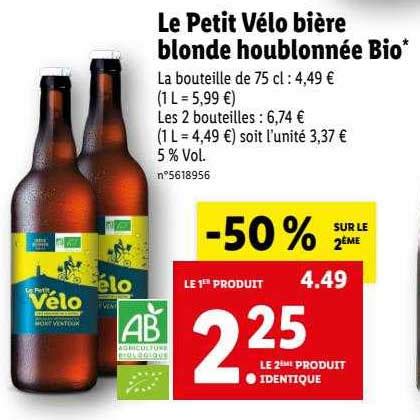 Promo Le Petit Vélo Bière Blonde Houblonné Bio chez Lidl iCatalogue fr