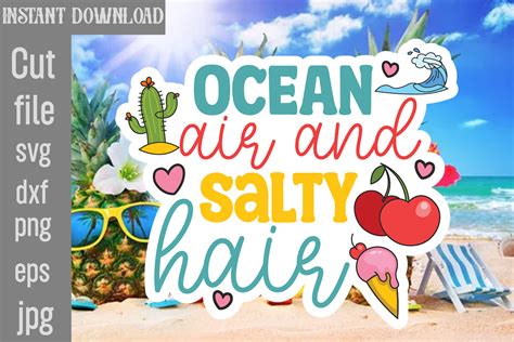 Ocean Air And Salty Hair Svg Cut File Graphic By Simacrafts Creative