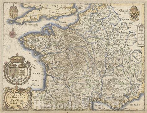 Historic Map Gallia Le Royaume De France Frankreich